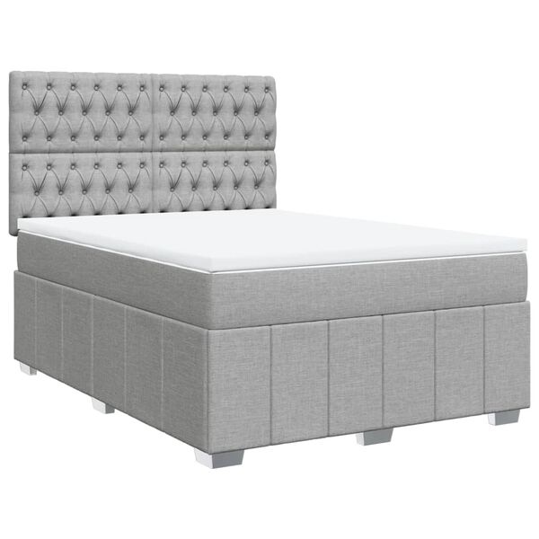vidaXL Sommier &agrave; lattes de lit avec matelas Gris clair 140x200cm Tissu