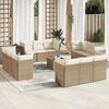 vidaXL Salon de jardin avec coussins 13 pcs beige r&eacute;sine tress&eacute;e
