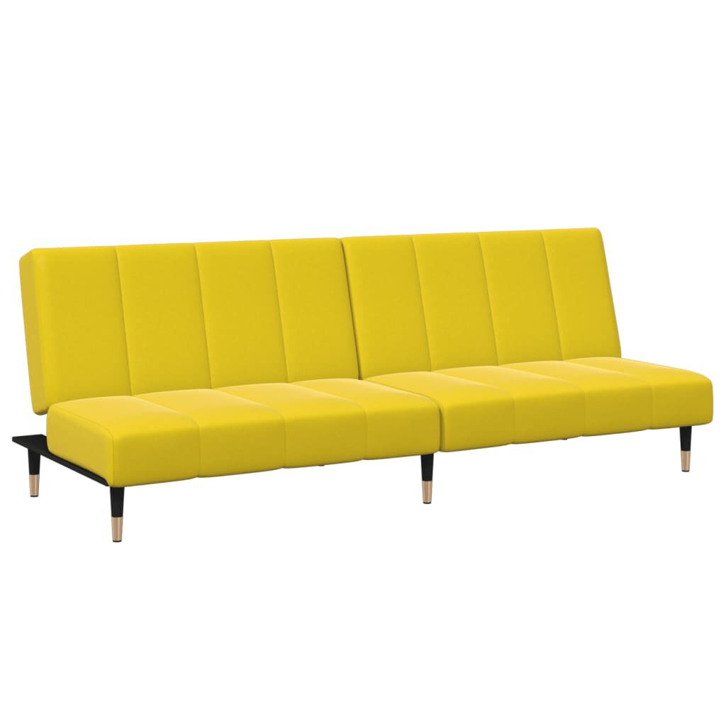 vidaXL Canapé-lit à 2 places avec repose-pied jaune velours