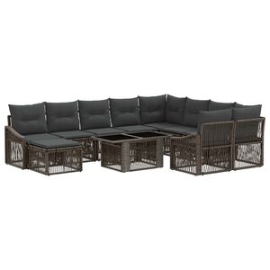 vidaXL Ensemble de canap&eacute; de jardin 11 pc Gris et Gris fonc&eacute; polyrotin