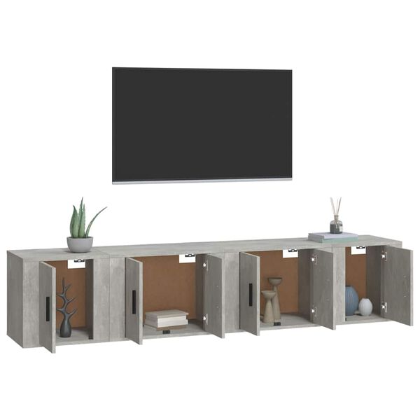 vidaXL Ensemble de meubles TV 4 pcs Gris b&eacute;ton Bois d'ing&eacute;nierie