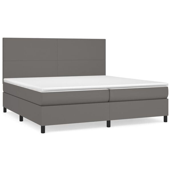 vidaXL Sommier &agrave; lattes de lit avec matelas Gris 200x200 cm Similicuir