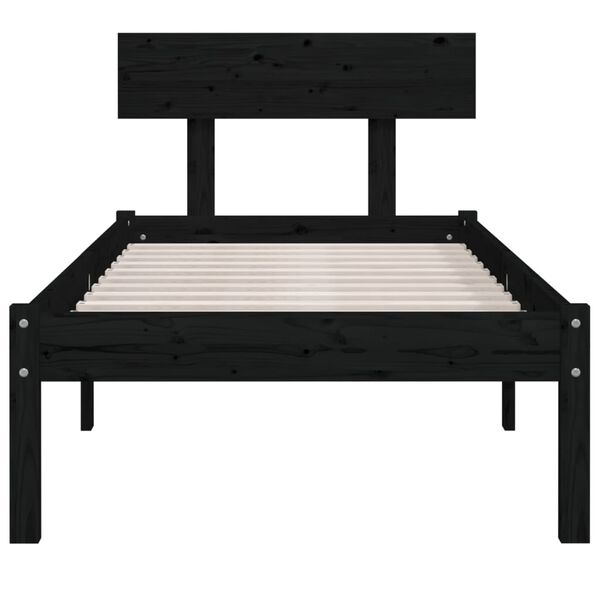 vidaXL Cadre de lit sans matelas noir bois de pin massif