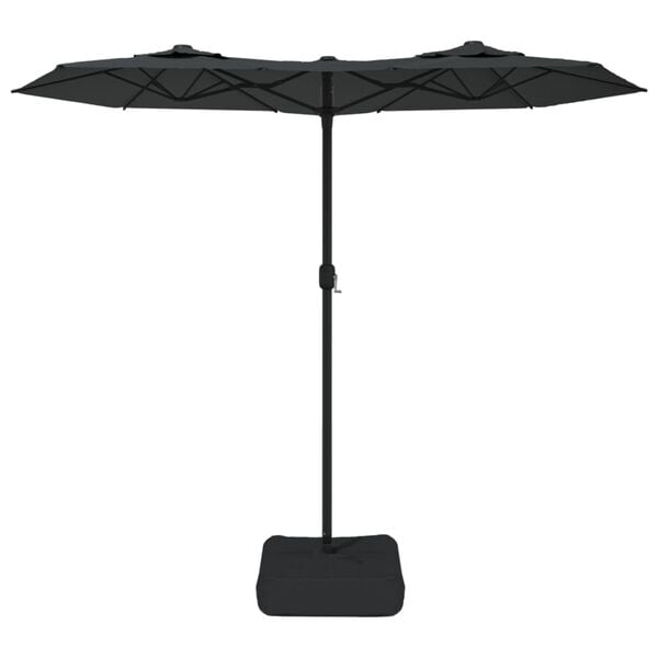 vidaXL Parasol de jardin &agrave; double t&ecirc;te avec LED anthracite 316x145 cm