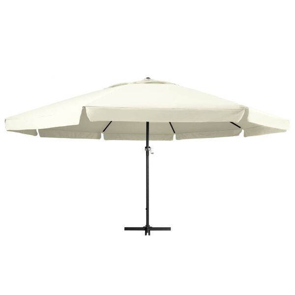 vidaXL Parasol de jardin avec m&acirc;t en aluminium 600 cm Blanc sable
