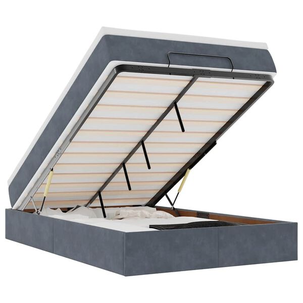 vidaXL Lit ottoman avec matelas gris fonc&eacute; 120x190 cm velours