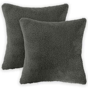 vidaXL Housse de coussin 2 pcs HEERLEN Gris fonc&eacute; 30 x 30 cm Boucl&eacute;