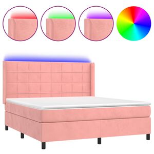 vidaXL Sommier &agrave; lattes de lit matelas et LED Rose 180x200 cm Velours