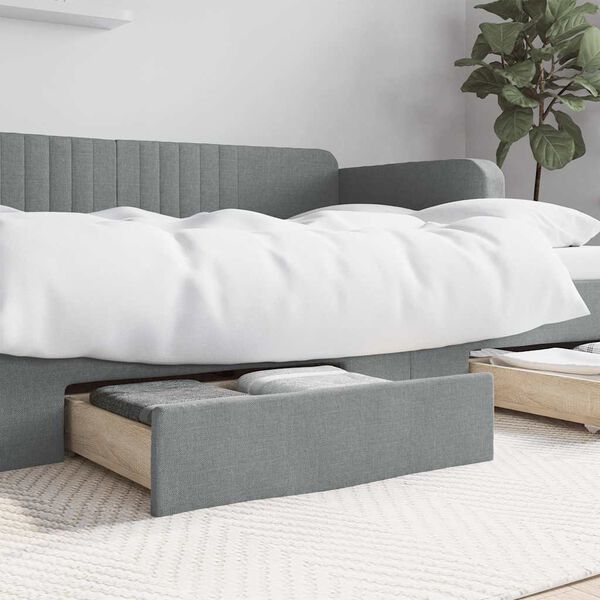 vidaXL Tiroirs de lit 2 pcs gris clair bois d'ingénierie et tissu