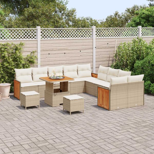 vidaXL Ensemble de canap&eacute; de jardin 17 pcs Beige et cr&egrave;me polyrotin