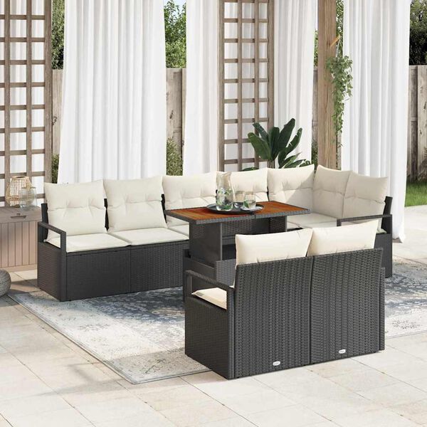 vidaXL Ensemble de canap&eacute; de jardin 9 pcs Noir Poly rotin