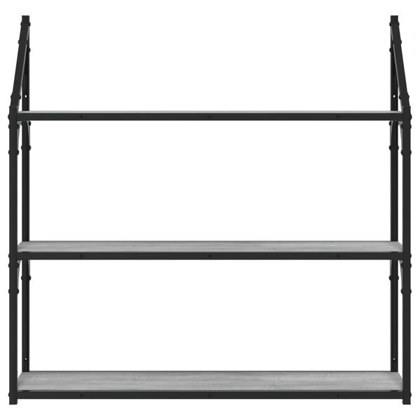 vidaXL &Eacute;tag&egrave;re murale 3 niveaux sonoma gris 80x21x78,5 cm