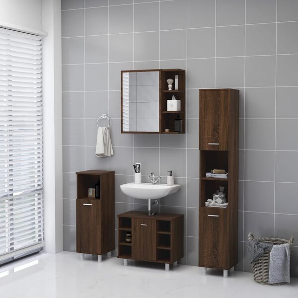 vidaXL Armoire &agrave; miroir de salle de bain Ch&ecirc;ne marron 62,5x20,5x64 cm