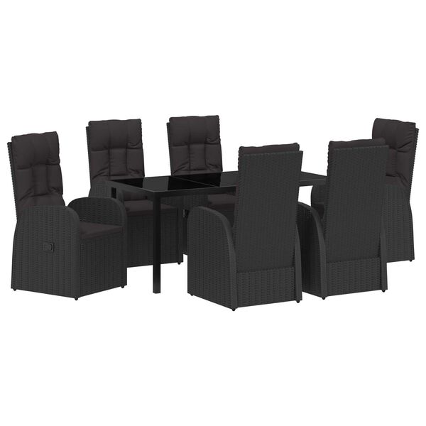 vidaXL Ensemble de salle &agrave; manger pour jardin 7 pcs Noir polyrotin