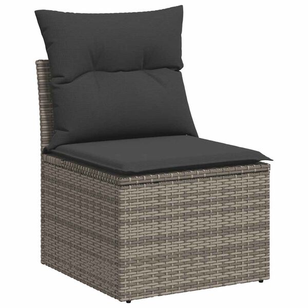 vidaXL Salon de jardin avec coussins 6 pcs gris r&eacute;sine tress&eacute;e acacia