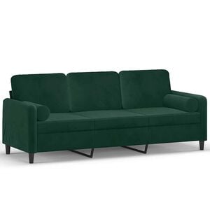 vidaXL Canap&eacute; 3 places avec oreillers vert fonc&eacute; 180 cm velours