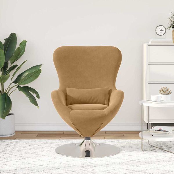 vidaXL Fauteuil &oelig;uf Marron Velours