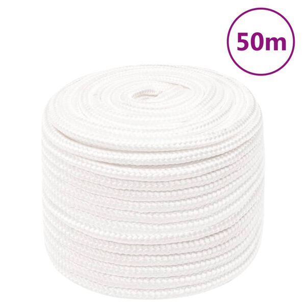 vidaXL Corde de bateau Blanc complet 14 mm 50 m Polypropyl&egrave;ne