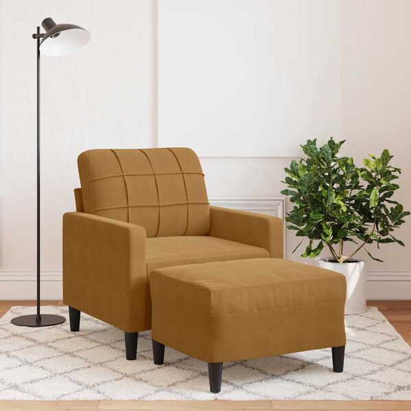 vidaXL Fauteuil avec repose-pied Marron 60 cm Velours