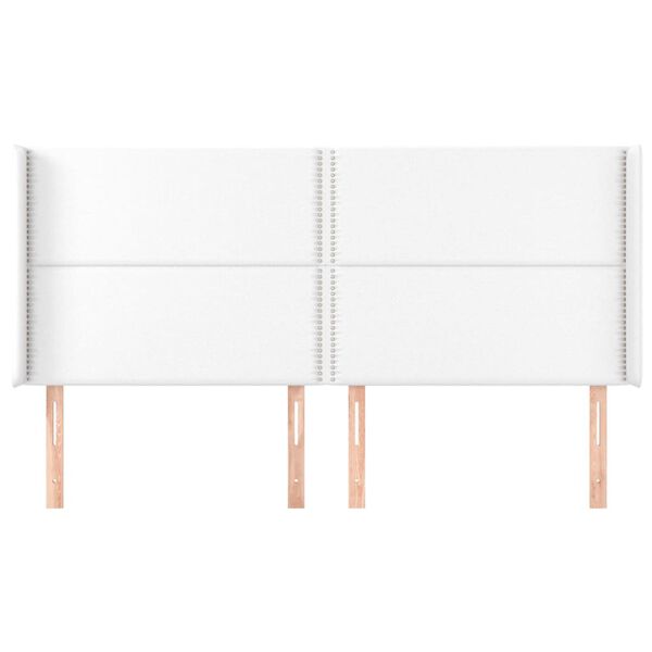 vidaXL T&ecirc;te de lit avec oreilles Blanc 203x16x118/128 cm Similicuir