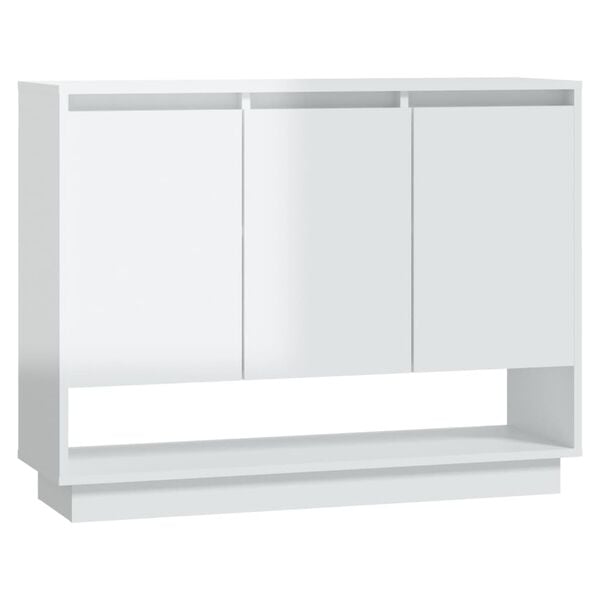 vidaXL Buffet Blanc brillant 97x31x75 cm Bois d'ing&eacute;nierie
