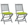 vidaXL Chaises pliables d'ext&eacute;rieur lot de 2 et coussins Bois d'acacia