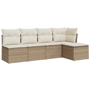 vidaXL Salon de jardin avec coussins 5 pcs beige r&eacute;sine tress&eacute;e