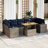 vidaXL Salon de jardin 8 pcs avec coussins gris r&eacute;sine tress&eacute;e