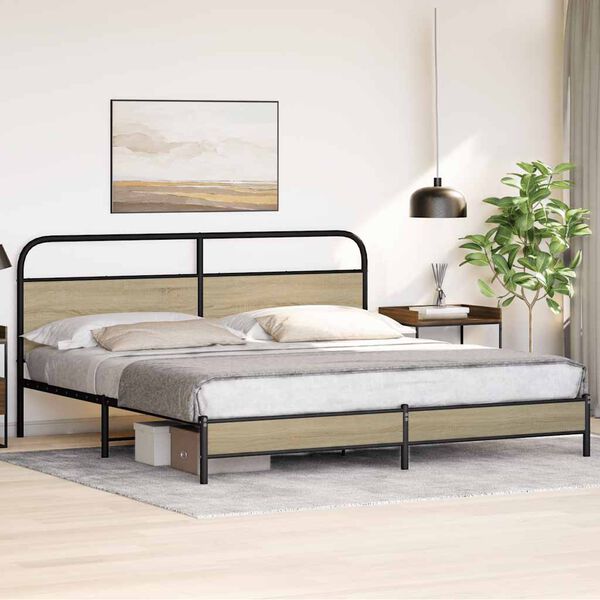 vidaXL Cadre de lit en métal sans matelas chêne sonoma 180x200 cm