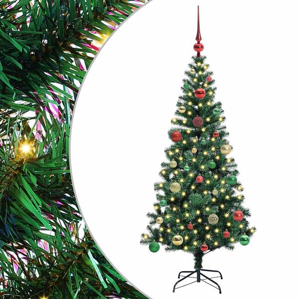 vidaXL Sapin de No&euml;l artificiel pr&eacute;-&eacute;clair&eacute; Vert 150 cm PVC et m&eacute;tal