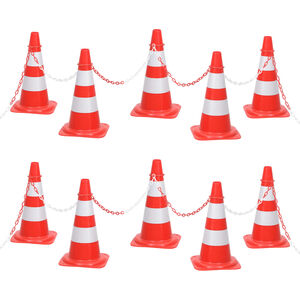 vidaXL Ensemble de c&ocirc;nes avec 10 m de cha&icirc;ne Rouge et blanc
