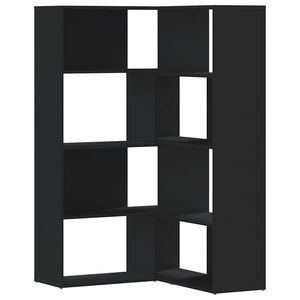 vidaXL Biblioth&egrave;que d'angle &agrave; 4 niveaux noir bois d'ing&eacute;nierie