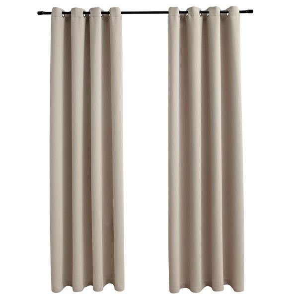 vidaXL Rideaux occultants avec anneaux en m&eacute;tal 2 pcs Beige 140x225 cm