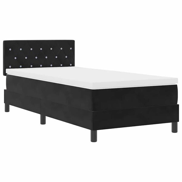 vidaXL Lit &agrave; ressort LED avec matelas Noir 90 x 200 cm Velours