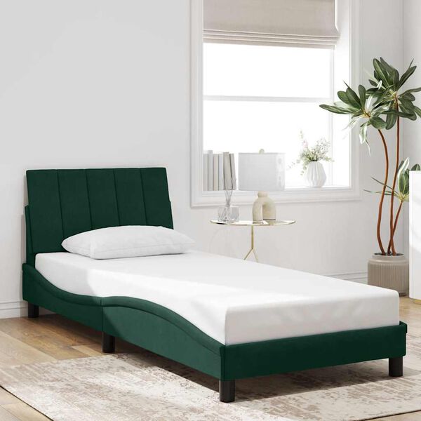 vidaXL Cadre de lit sans matelas Hanko vert fonc&eacute; 80x200 cm velours