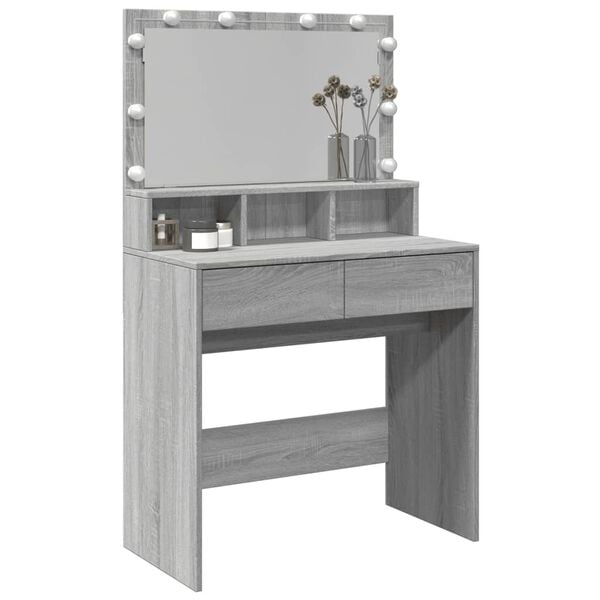 vidaXL Coiffeuse avec LED sonoma gris 80x41x134,5 cm