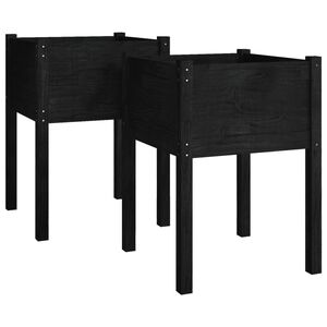 vidaXL Jardini&egrave;res 2 pcs Noir 50x50x70 cm Bois de pin massif