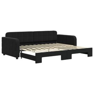 vidaXL Lit de jour avec gigogne sans matelas noir 90x200 cm