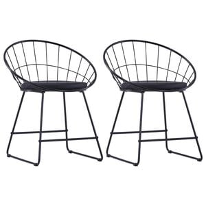 vidaXL Chaises &agrave; manger Si&egrave;ge en similicuir lot de 2 noir acier