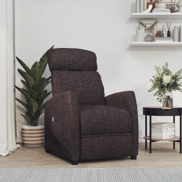 vidaXL Fauteuil inclinable &eacute;lectrique Marron fonc&eacute; Tissu