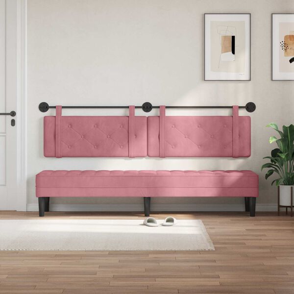 vidaXL T&ecirc;te de lit suspendue Rose 210 x 55 x 5 cm Velours