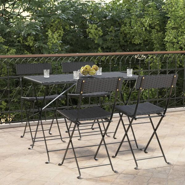 vidaXL Chaises de bistrot pliantes lot de 4 Noir R&eacute;sine tress&eacute;e acier