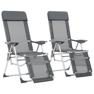 vidaXL Chaises de camping pliantes et repose-pied lot de 2 textil&egrave;ne