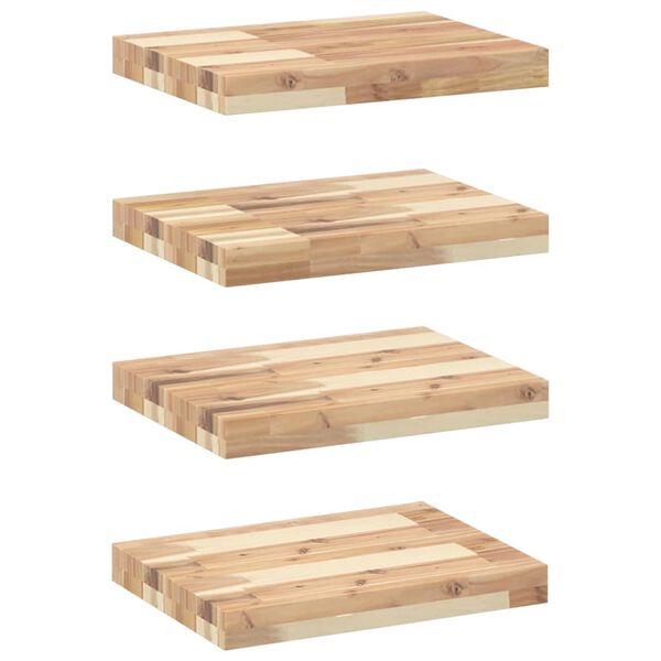 vidaXL &Eacute;tag&egrave;res flottantes 4 pcs 60x30x4 cm acacia massif non trait&eacute;