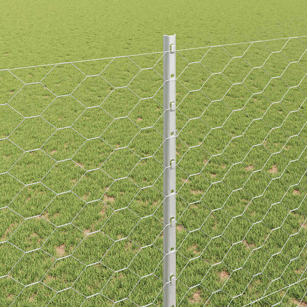 vidaXL Cl&ocirc;ture avec poteau Argent&eacute; 1,5 x 50 m Acier