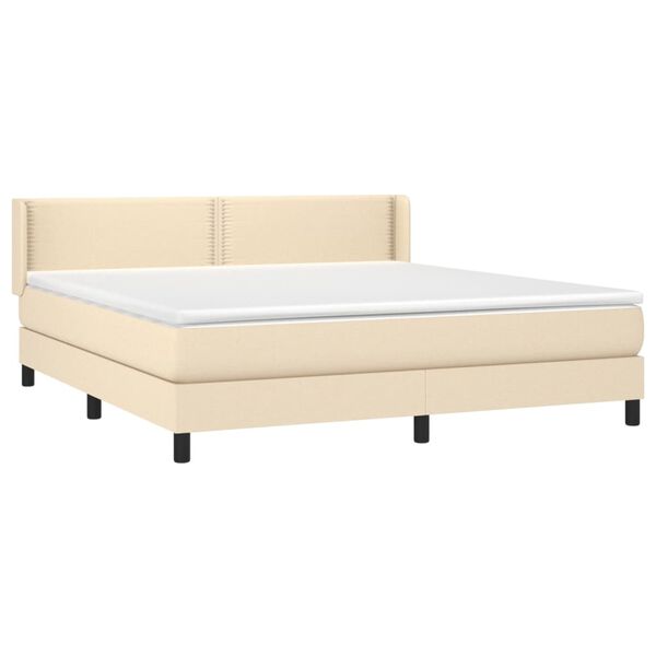 vidaXL Sommier &agrave; lattes de lit avec matelas Cr&egrave;me 180x200 cm Tissu