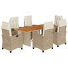 vidaXL Ensemble &agrave; manger de jardin coussins 7 pcs m&eacute;lange beige rotin