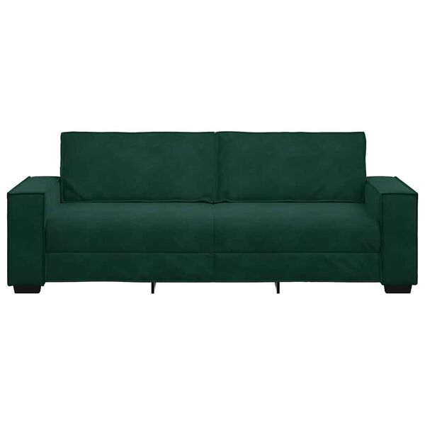 vidaXL Canap&eacute; &agrave; 3 places Vert fonc&eacute; 220x78x84 cm Velours
