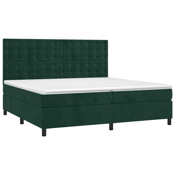 vidaXL Sommier &agrave; lattes de lit et matelas Vert fonc&eacute; 200x200cm Velours
