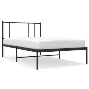vidaXL Cadre de lit m&eacute;tal sans matelas avec t&ecirc;te de lit noir 90x190 cm